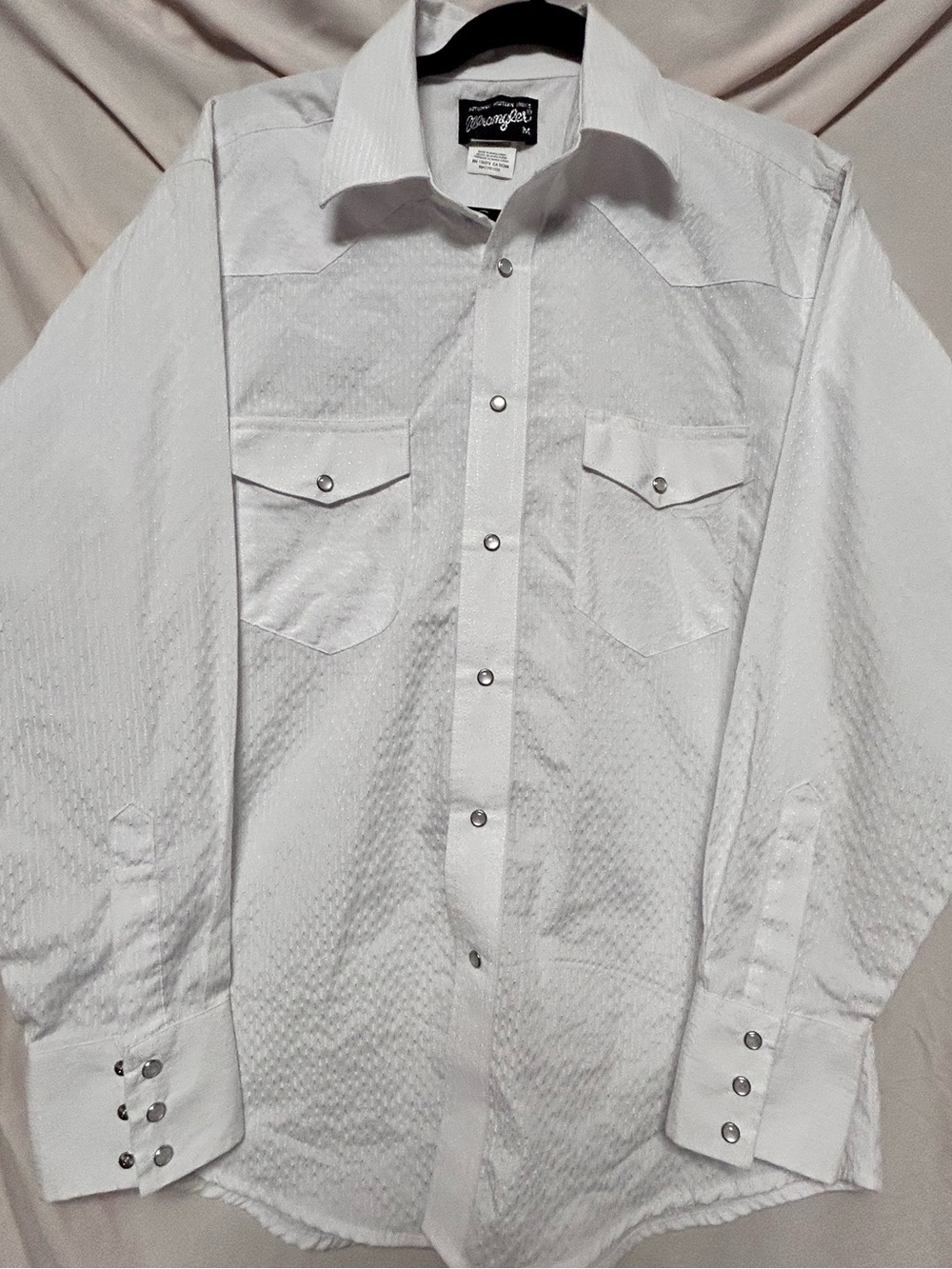 Wrangler White Men's Western Snap-Front Dress Shirt